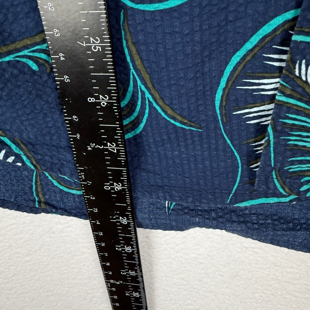 Bonobos Seersucker Button Down Shirt Mens L Navy Blue Tropical Leaf Slim Fit - Picture 7 of 8